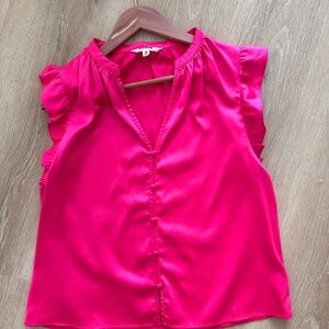 Steve Madden Fuchsia Ruffle Sleeve Blouse